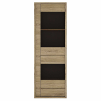 Industrial 1 Door 1 Drawer Narrow Slim Glazed Display Cabinet 197cm Tall