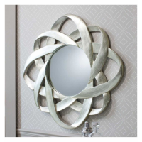 Astronomical Style Silver Lead Finish Round Wall Mirror With Orbital Style Frame 98cm Diameter