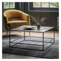 Hadston Modern Metal and Glass Sleek Coffee Table in Antique Gold 80x80cm