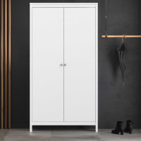 Madrid Large White Painted 199cm Tall 2 Door Double Bedroom Wardrobe Modern