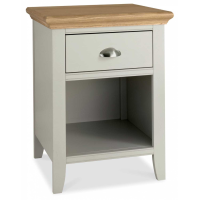 Modern Grey Painted Pale Oak 1 Drawer Nightstand Bedside Table Cabinet