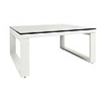White Outdoor Garden Coffee Table Glass Top Aluminium Frame
