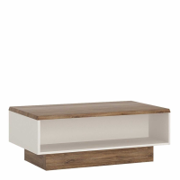 Modern Low Coffee Table in Oak and White High Gloss Fronts 110cm Wide