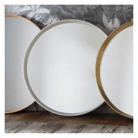 Harvey Modern Wall Hanging Bevelled Glass Round Mirror in White Finish 95cm Diameter