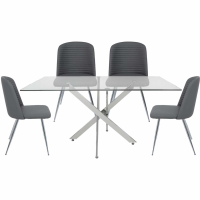 160cm Rectangular Dining Table And 4 Grey Zara Chairs