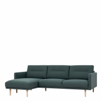 Modern Dark Green Fabric Left Hand Corner Sofa Chaise on Oak Legs
