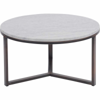 Pale Grey Carrara Marble and Bronze Large Round Coffee Table 80cm Diameter
