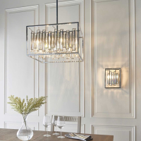 Modern Round Light and Geometric Polished Chrome Frame 6 Pendant Chandelier 111x53cm