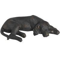 Matt Black and Bronze Painted Ceramic Ornamental Lazy Spaniel Lying Dog Statue 57 x 33cm