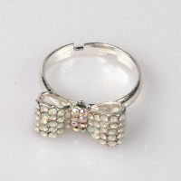 Mini Bow Ring White Opal