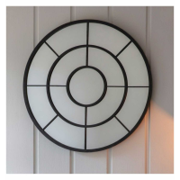 Welling Modern Style Black Finish Bedroom Round Wall Mirror 80cm Diameter