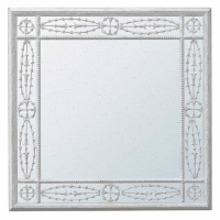 Antique Style Fretted Distressed Glass Cream Square Wall Mirror