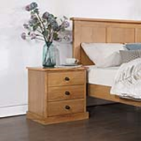 Kelly Solid Oak 3 Drawer Bedside Cabinet Table Nightstand Traditional Style