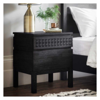 Boho Boutique Mixed Timber Charcoal Finish 2 Drawer Bedside Chest With Fretwork 60 x 50cm