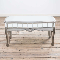 Annabelle French Vintage Distressed Silver Paint Mirrored Coffee Table
