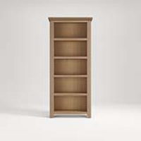 Traditional 180cm Tall Natural Solid Oak Open Narrow Bookcase Curved Top