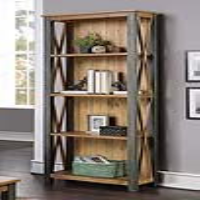 Urban Elegance Industrial Reclaimed Wood Metal 180cm Tall Narrow Bookcase 4 Shelves
