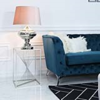 Silver Metal And Glass End Table