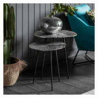 Modern Nest of 2 Tables with Silver Leaf Top and Black Tripod Legs