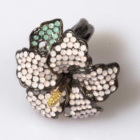Pink Opal Hibiscus Ring