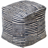 Kose Hand Woven Pit Loom Charcoal And Natural Hemp Pouffe