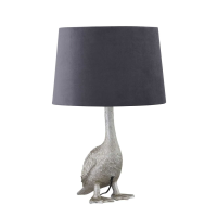 Gary the Goose Silver Table Lamp With Grey Velvet Shade
