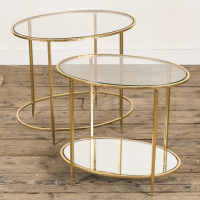 Gin Shu Metal Nest Of Tables Gold Gilt Leaf