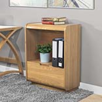 Universal Short Bookcase With Drawer Oak