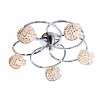 Modern Chrome Finish Clear Crystal Shade Living Room 5 Ceiling Light 16.5 x 56cm