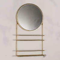 Gin Shu Metal Mirror With Shelf Gold Gilt Leaf