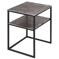 Farrah Silver Metal Small Square Side End Table with Under Shelf 50x40cm