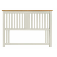 Hampstead Soft Grey Painted And Pale Corniced Oak Top Traditional Headboard Slatted 4ft6 Double 135cm