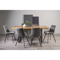 Modern Rustic Oak Extending Dining Table and Chair Set with 6 Grey Velvet Fabric Chairs