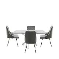 Nova 160cm Rectangular Dining Table And 4 Grey Tiffany Chairs