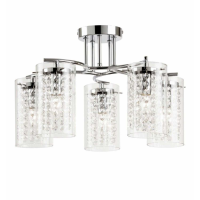 Modern Chrome Finish Clear Glass Shaded 5 Ceiling And Wall Lighting Lamp 31 x 48.5cm