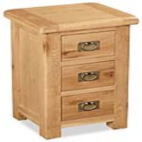 Marlon Solid Oak Wax Finished 3 Drawer Bedside Table Cabinet Nightstand 70x45x40cm