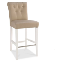 Hampstead Two Tone Ivory Painted Brown Bonded Leather Upholstered Kitchen Bar Stool Pair