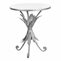 Gin Shu Pineapple Mirrored Glass Silver Metal Circle Coffee Side Table