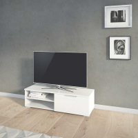 Modern Large TV Media Unit 1 Drawers 2 Shelf White High Gloss 116cm Wide