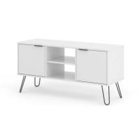 Modern Low Wide White 2 Door Flat Screen TV Unit With Pull Up Handles 57x114.5cm