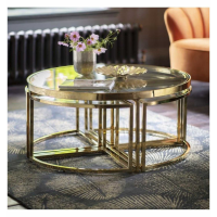 Modern Style Moresco Gold Coffee Nest of Table 45x95cm