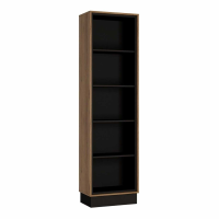 Tall Slim Narrow Bookcase With Walnut and Dark Panel Finish 209cm Tall