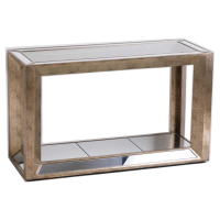 Augustus Modern Panel Mirrored Glass Console Table With Shelf