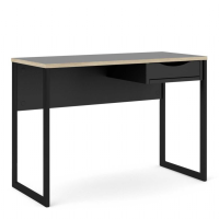 Function Plus Desk 1 Drawer in Black with Oak Trim