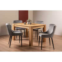 Light Oak 4 to 6 Seater Extending Kitchen Dining Table Set 4 Grey Velvet Fabric Chairs