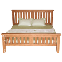 Solid Oak Lacquered 4ft6in Double 135cm Shaker Style Slatted Bed Frame