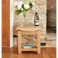 Light Solid Oak Lamp Side Table Modern Open Base Design