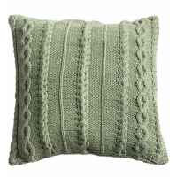 Modern Style Square Sage Finish Cable Knit Front Cushion Soft Furnishings 45cm