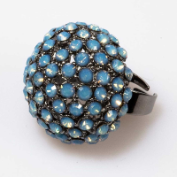 Half Golf Ball Ring White Opal Star Shine