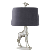 Silver Giraffe Table Lamp With Grey Velvet Shade